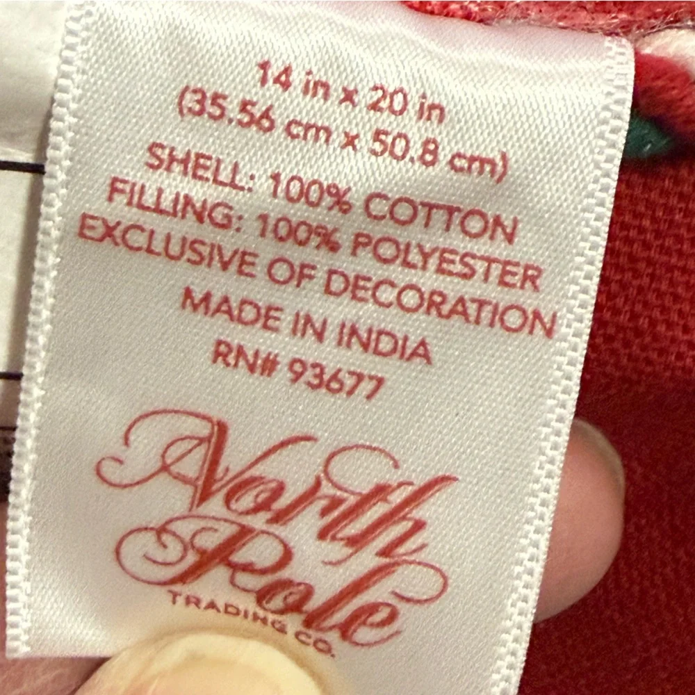North Pole Trading Co NWT Festive Red 'Greetings from the North Pole' Pillow